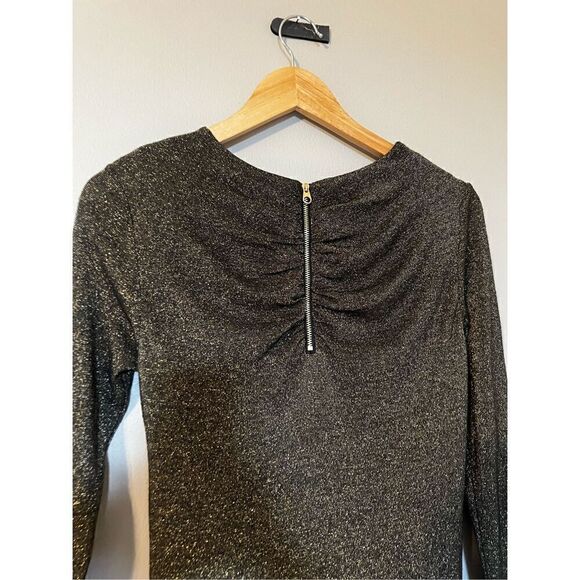 Ted Baker Women’s Size 2 Gold Knot Front Lurex Dress Long Sleeve Knee Length - Picture 11 of 13